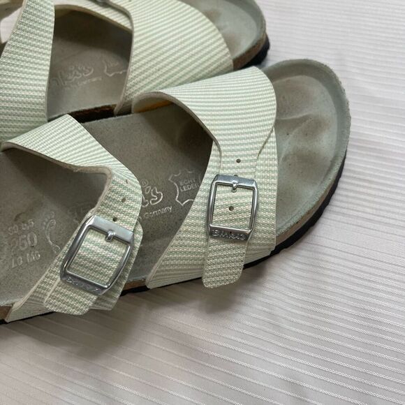 Birkenstock Mint Green/White Striped Double Strap Sandals Size Ladies 8 Men’s 6 - Picture 5 of 9
